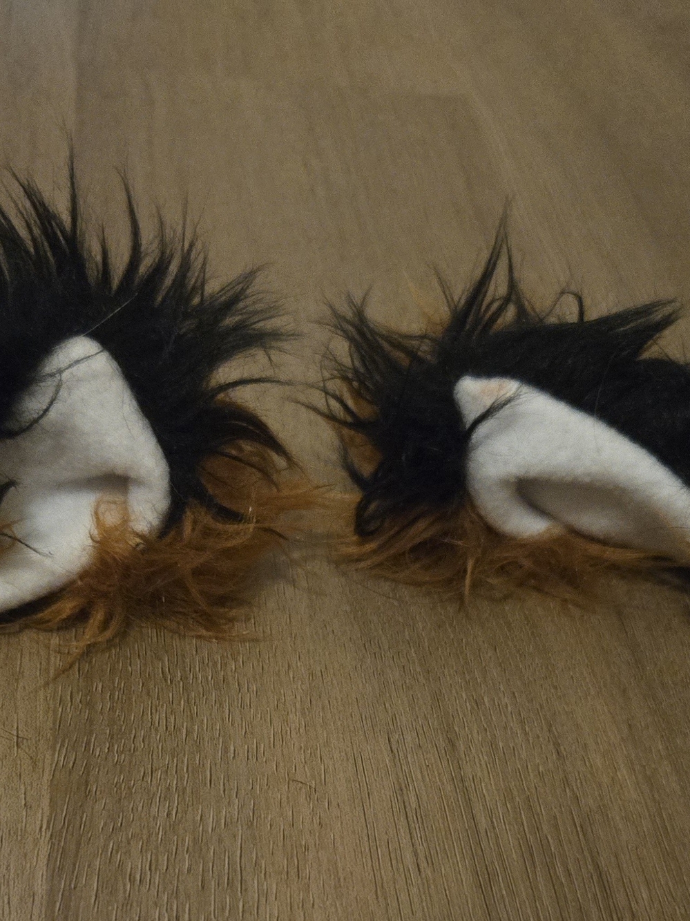 Faux Fur Fox Clip-In Hair Accents in Black and Brown - Women’s Hair Accessory